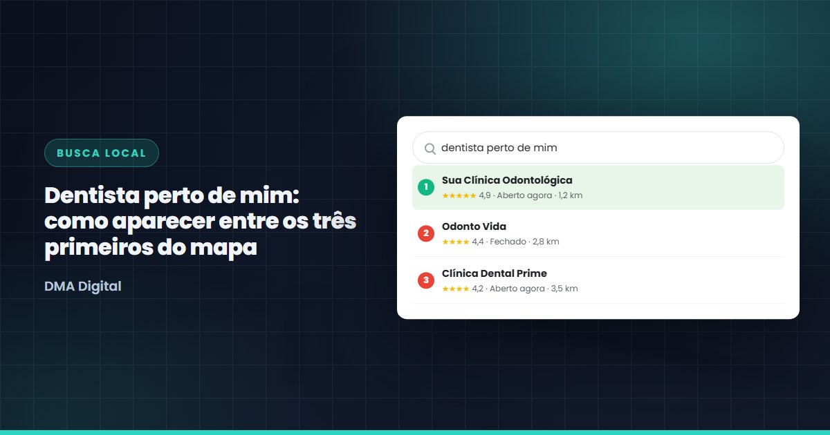 Resultado do mapa do Google com três clínicas odontológicas