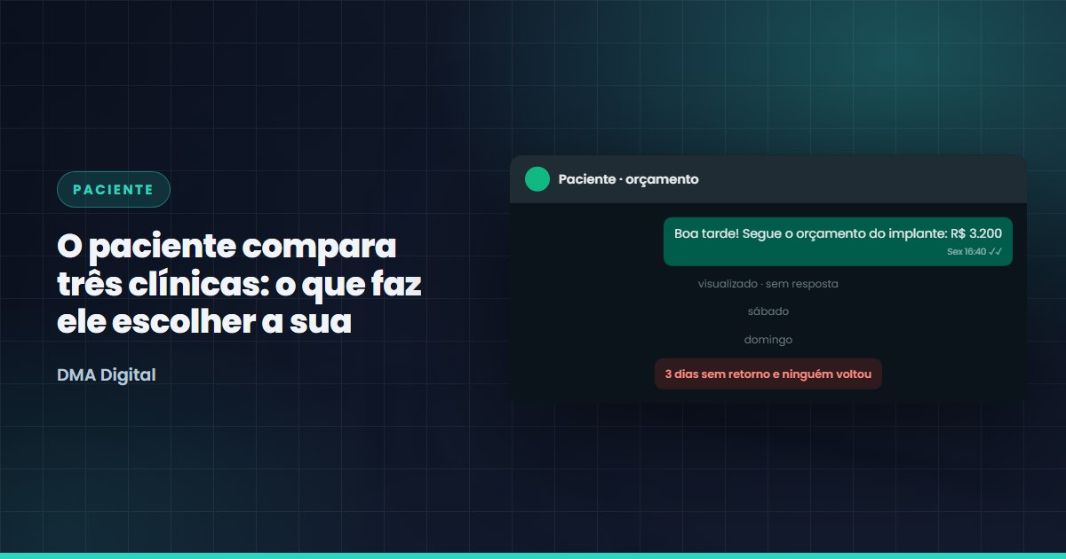 O paciente compara três clínicas: o que faz ele escolher a sua