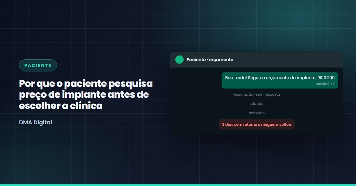 Por que o paciente pesquisa preço de implante antes de escolher a clínica